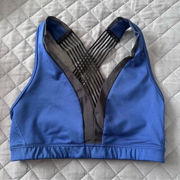 VS Sport Blue and Black V-Neck Sports Bra Size XS - Picture 4 of 9